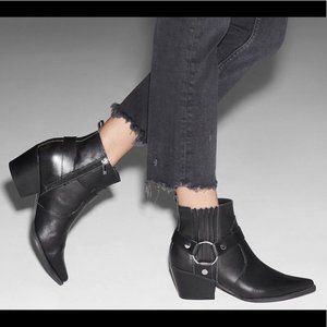 Marc Fisher Womens Mlhalie Leather Block Heel Pointed Toe Ankle Boots Size 10 M